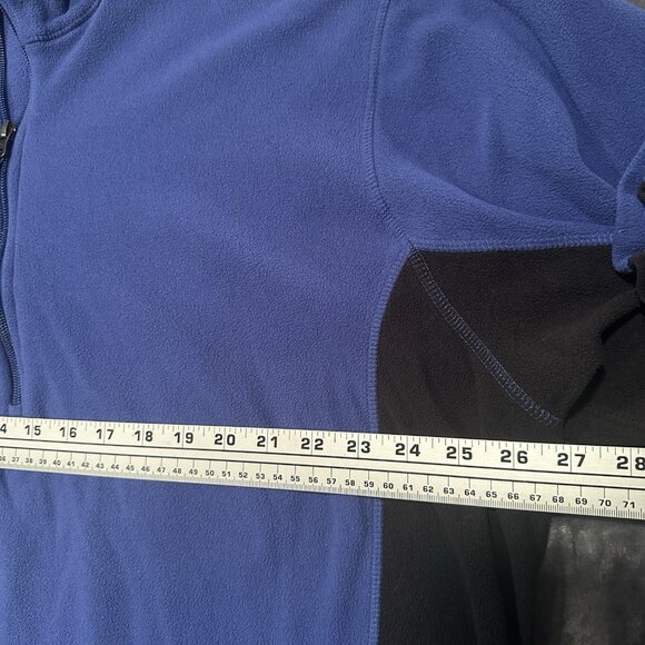 Lands End Mens 2XL Big Lightweight Blue Black Fleece 1/4 Zip Pullover Jacket - Picture 5 of 10
